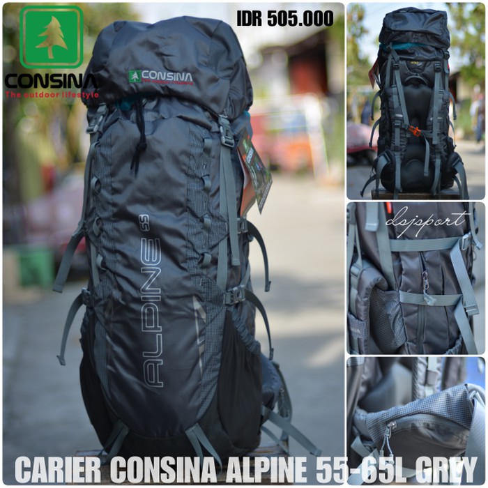 HOT SALE CONSINA ALPINE CARRIER CARIER 55-65 LITER TAS GUNUNG ORIGINAL MURAH - HITAM TERMURAH