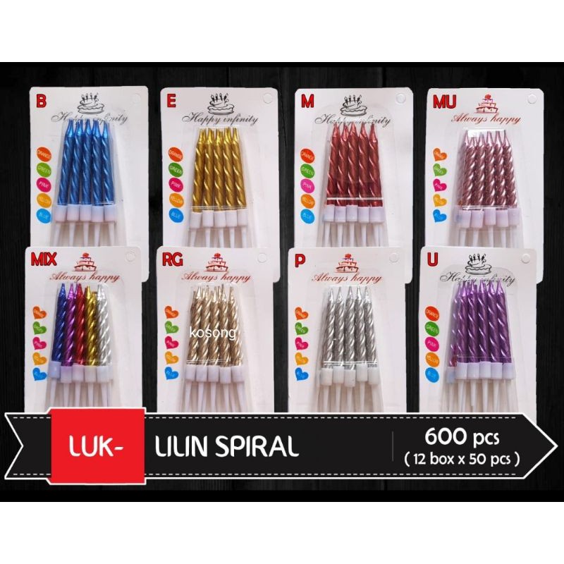 

lilin spiral ulir metalic isi 8