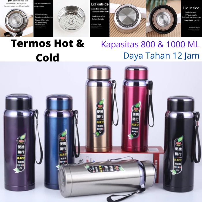 Botol Minum Termos Stainless Travel Hot &amp; Cold Panas Dingin Vacuum Flask Thermos Tumbler Stainless Steel 800ML 1000ML