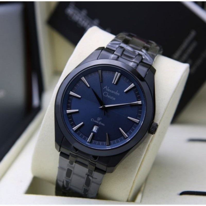 Jam Tangan Pria ALEXANDRE CHRISTIE AC8646 Black Blue Original Bergaransi Resmi AC 1 TAHUN
