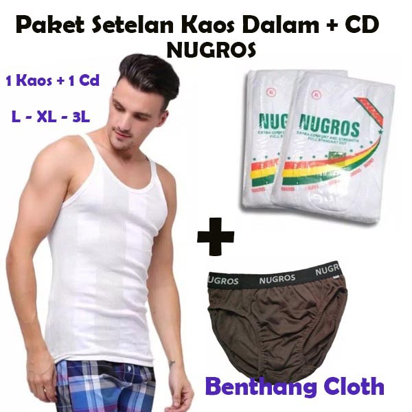 Paket Setelan Kaos Dalam + CD Celana Dalam Nugros Pria Premium