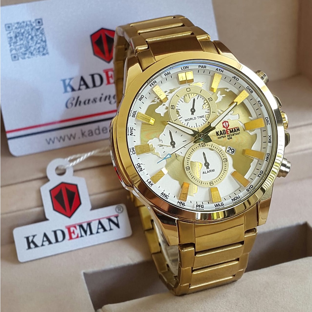 JAM TANGAN PRIA KADEMAN TYPE K443G/ JAM TANGAN PRIA KADEMAN TYPE K443G / JAM TANGAN PRIA KADEMAN CRONOGRAPH,TANGGAL AKTIF, WATERPROOF, MESIN BATTERY/ JAM TANGAN PRIA KADEMAN TYPE K443G FREE BOX