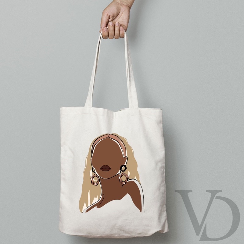 TOTE BAG MOTIF ABSTRACT MUKA TERBARU / AESTHETIC TOTE BAG / TAS BELANJA MOTIF FACE LINE