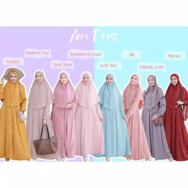 AERI DRESS BY ETUZI /GAMIS SYAR'I BAHAN WOLLYCREP BUSUI FRIENDLY/GAMIS SET KHIMAR MURAH