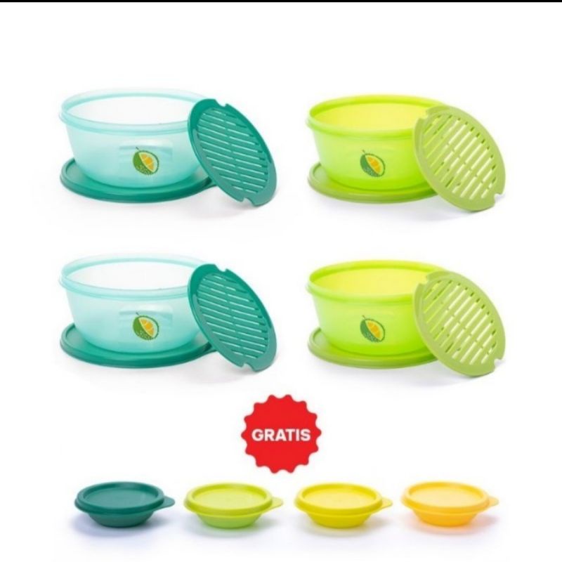 fruity keeper bowl mangkok tupperware free 4 pcs