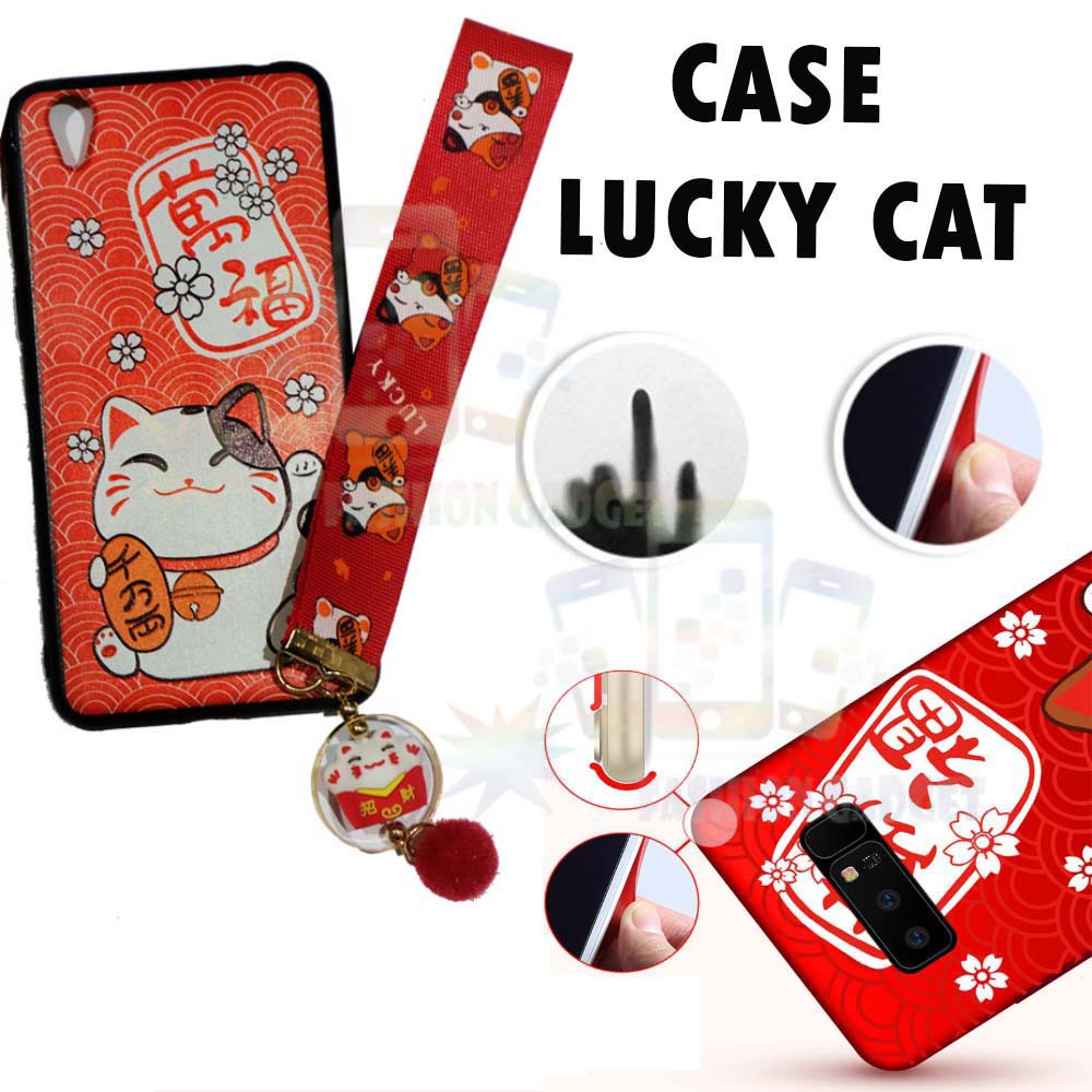 ANTI CRACK Oppo A37 Neo 9 Casing Lucky Cat Case 3D Silikon Maneki Neko Kucing Hoki FREE Kalung Cat