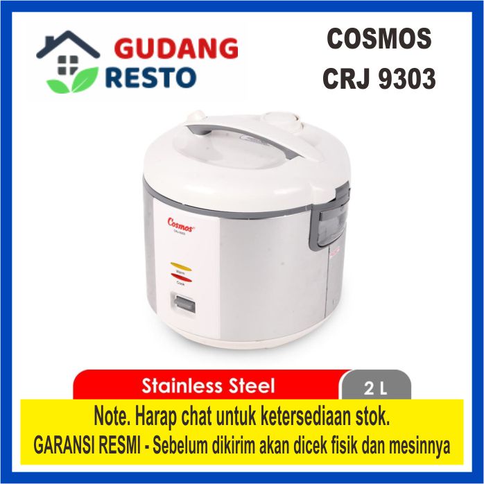 COSMOS CRJ-9303 / CRJ9303 WHITE Rice Cooker / Magic Com Stainless Steel Food Grade 2.0 L Inner Pot / Panci Nasi / Dalam Stainless