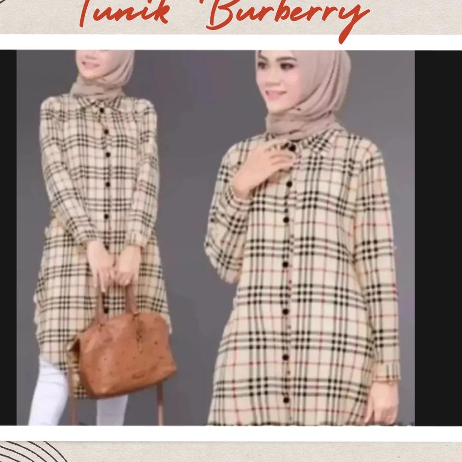 Long Tunik Wanita Kotak BurberryKekinian ukuran Jumbo LD sampai 120 130 / Atasan Tunikkualitas Impor