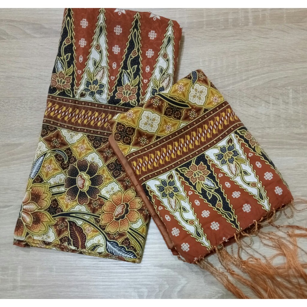 Kain Rok Tumpal dan Selendang | Rok Kebaya Encim Coklat Kuning | Betawi - re 13