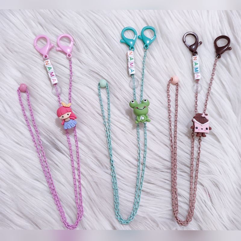 tali masker anak rantai | konektor masker anak custom nama | konektor masker nama anak | kalung mask