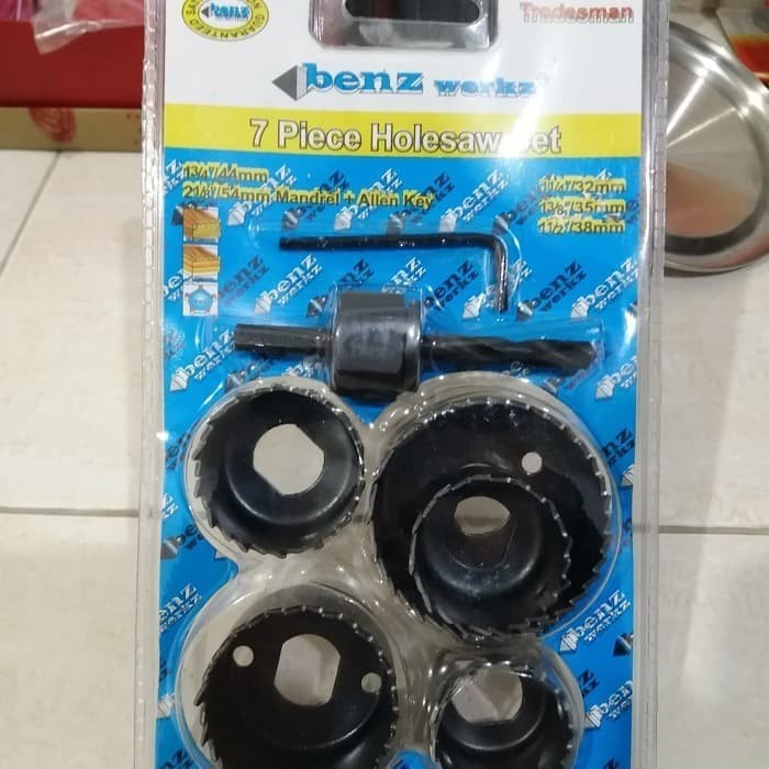 BENZ HOLESAW KIT HOLE SAW KIT MATA BOR KAYU BULAT SET 7 PCS/MATA BOR KAYU BULAT SET ISI 7PCS/HOLESAW SET