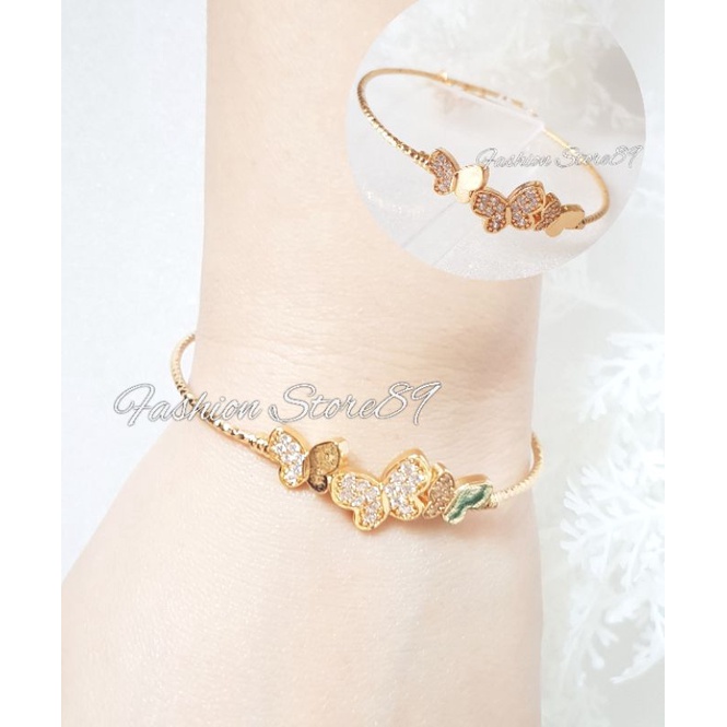 Gelang Bangle 3 Buterfly impor yaxiya xuping Perhiasan lapis emas Impor Bestquality Gelang bangle Dewasa