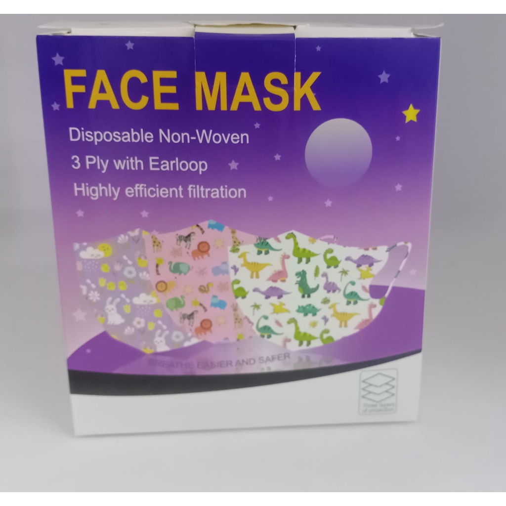 Masker Duckbill Anak 3 PLY Earloop Motif Isi 50 pc