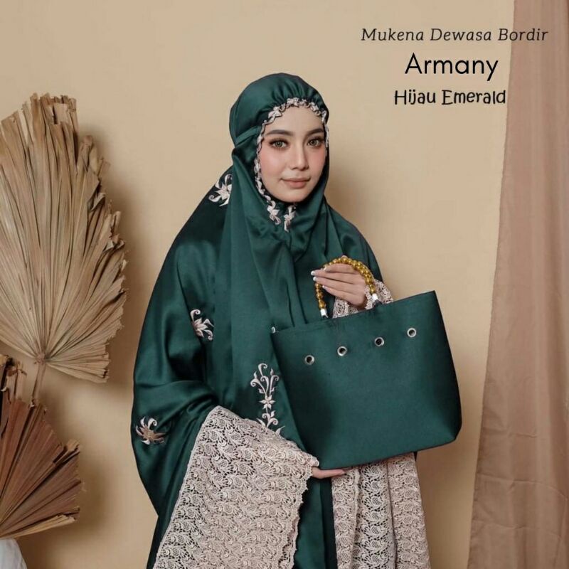 Mukena Dewasa Bordir Satin Motif Armany
