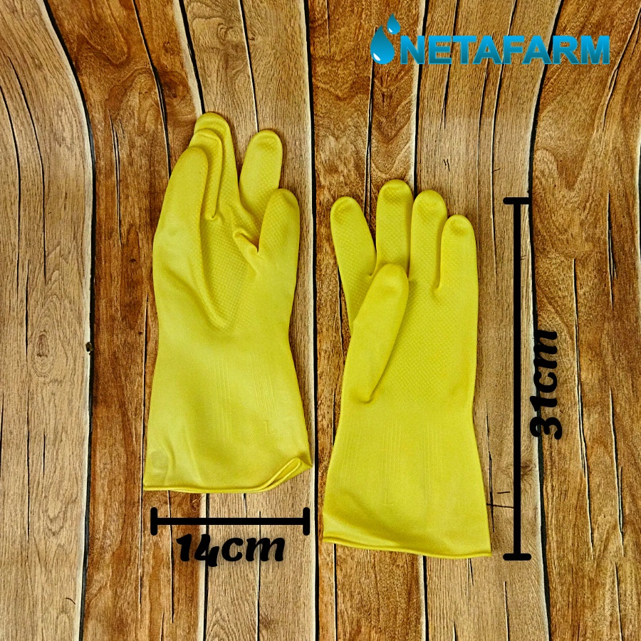 Sarung Tangan Karet Serbaguna Anti Air Panjang 31cm Kuning - 1 pc