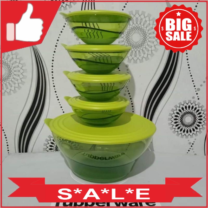 Tupperware Eleganzia Bowl 5pcs Hijau Tupperware Original