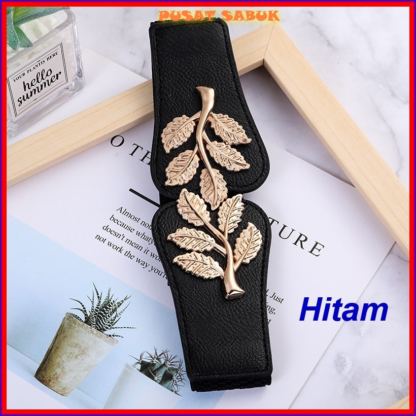 Ikat Pinggang Kecil Korea Sabuk Obi Karet Belt Daun Wanita Fashion Gesper Cewek Polos Cantik Baru cm