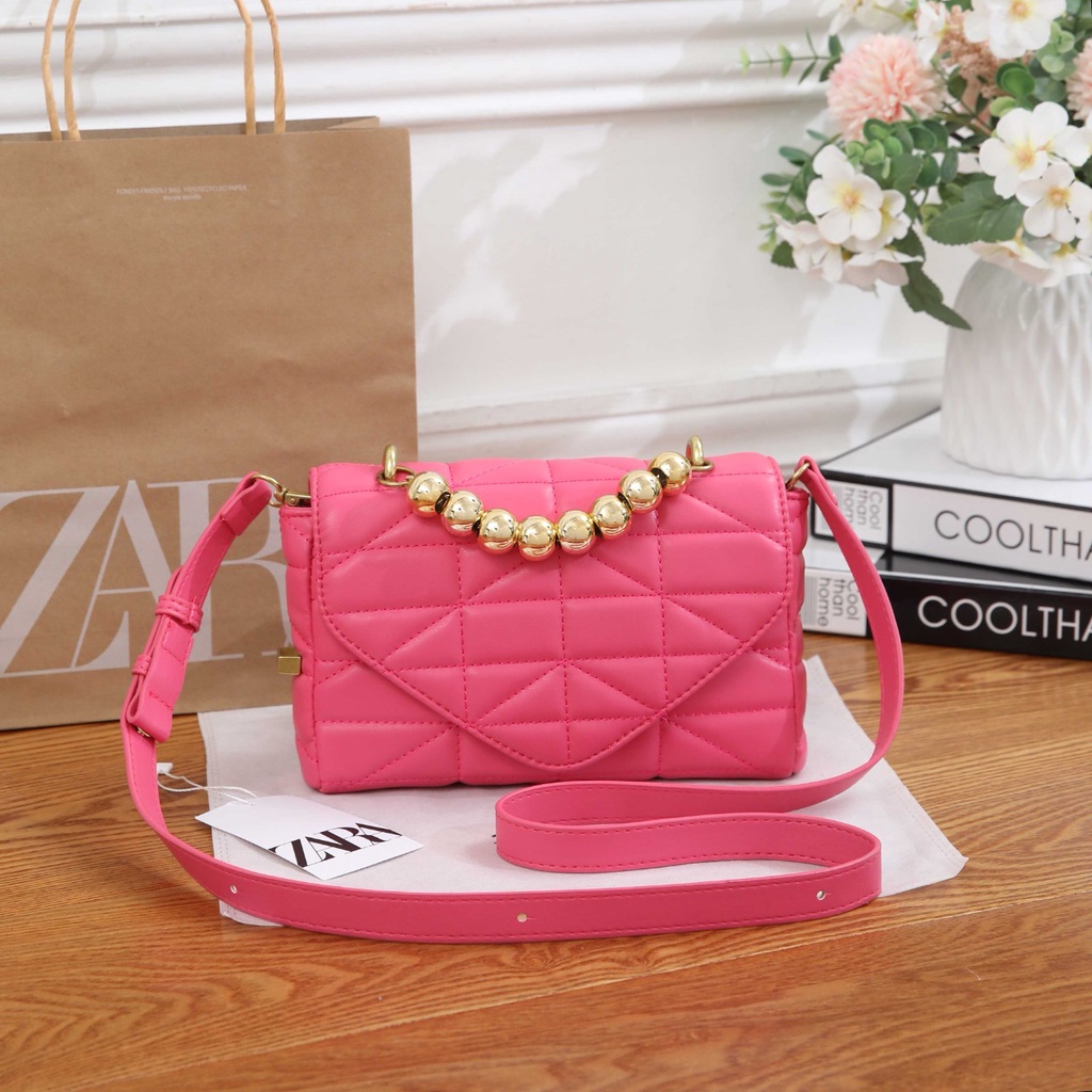 ZR Quilted Crossbody Bag With Bead Detail #09992