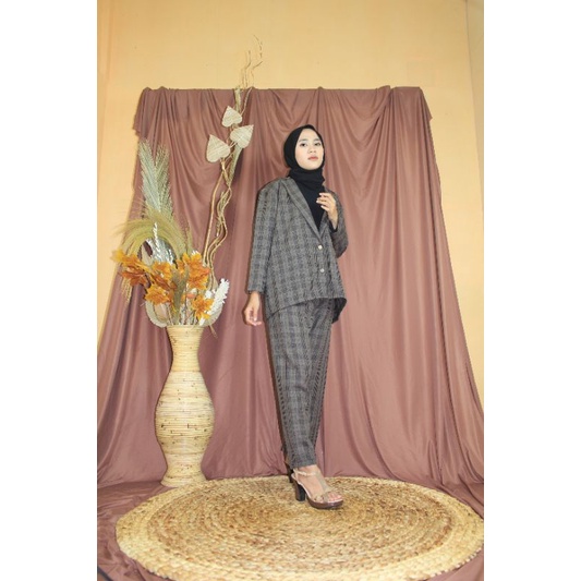 MIZU SET - Baju blazer setelan jas lucu dewasa semi woll perempuan cewe wanita ABG murah-5