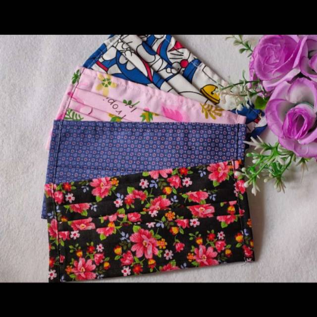 Masker kain bahan katun | masker kain 2lapis | masker tali hijab