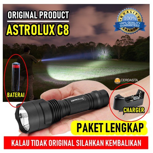 [ Astrolux C8 ] COD ORIGINAL SENTER SOROT XP-L HI 1300Lumens 7/4modes A6 Driver Tactical EDC LED Fla