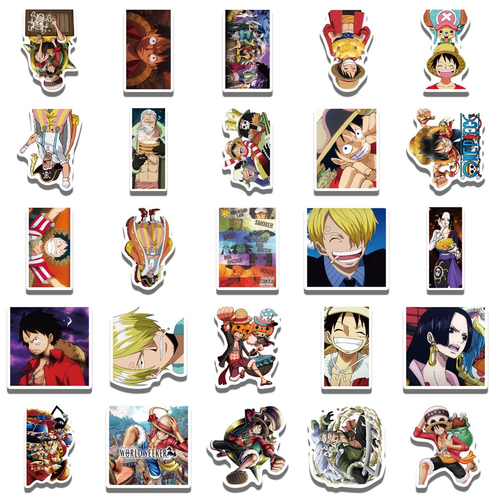 50PCS Anime One Piece Stickers Travel Luggage Guitar Fridge Laptop Waterproof Classic Toy Decals Sticker Fun for Kid Toys