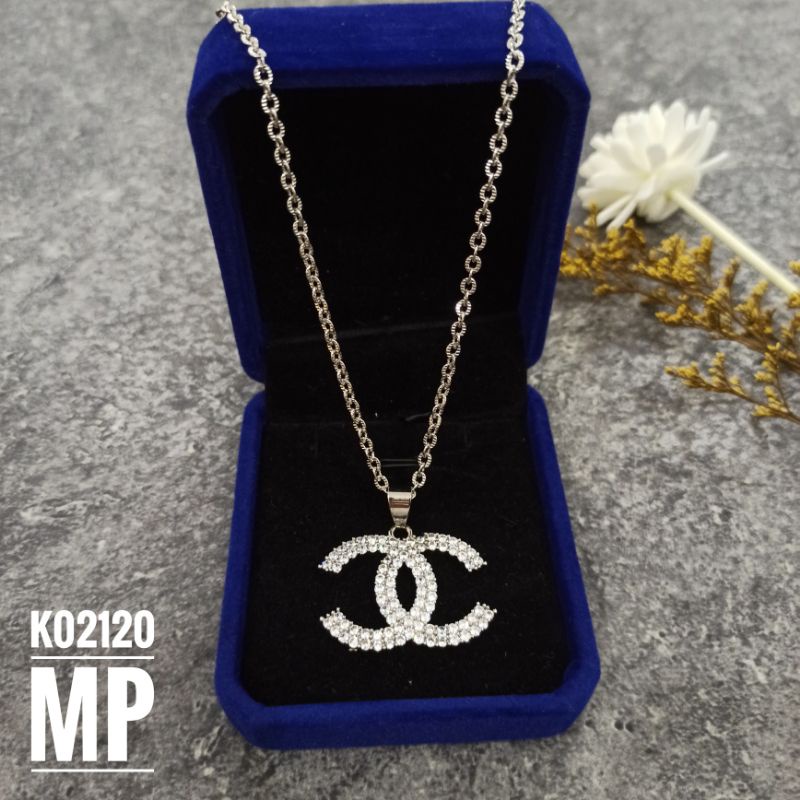 Kalung Rhodium Mewah Full Zircon Silver K02120