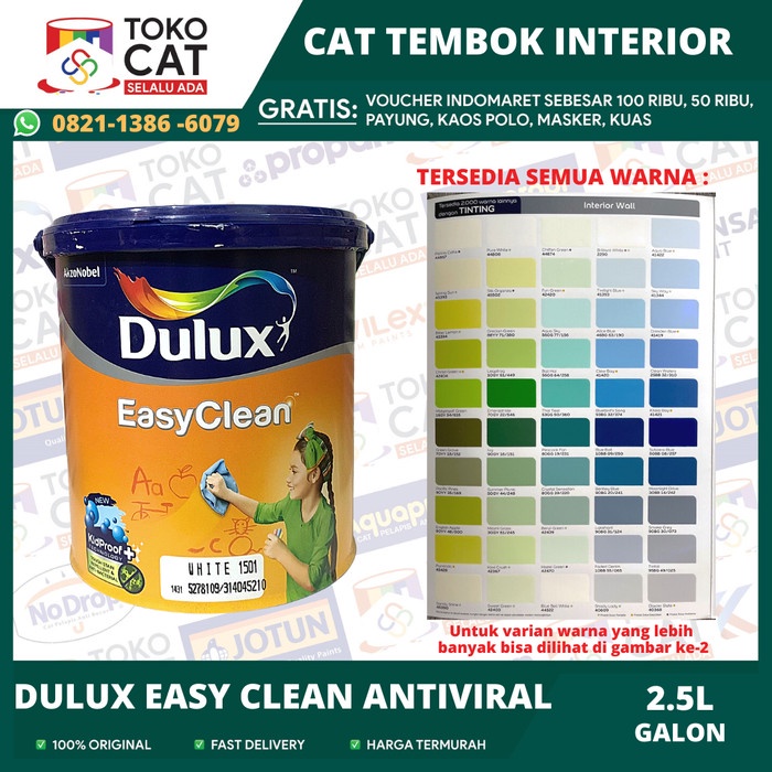 Jual Cat Tembok Interior Dulux Easy Clean Av Warna Standart L Galon