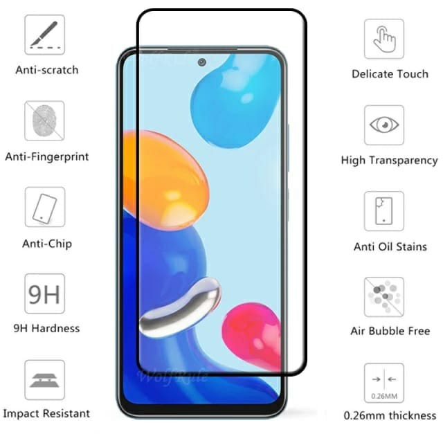 2IN1 TEMPERED GLASS REDMI NOTE 11 NOTE 11S NOTE 11 PRO 4G TG LAYAR ANTIGORES KACA FULL COVER