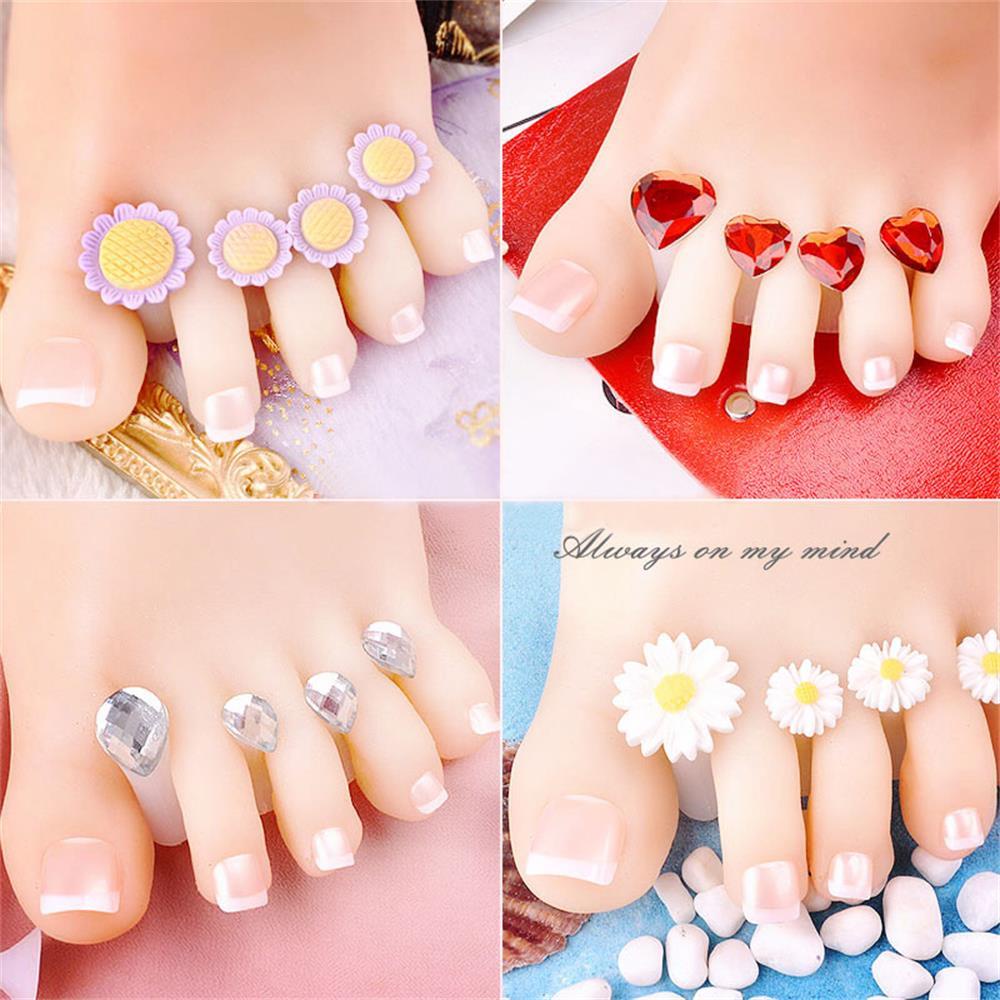 Nanas 8pcs Pemisah Silikon Jari Kaki New Pearl Diamond Flower