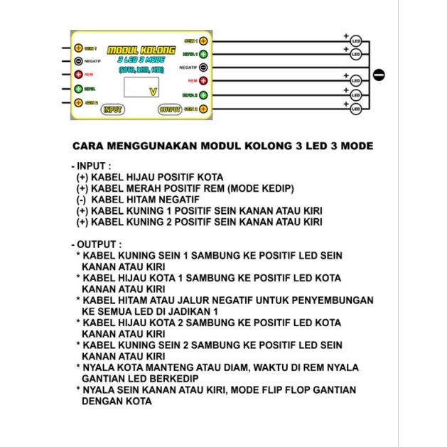 MODUL KOLONG 3LED 3FUNGSI(KOTA/REM/SEIN) 12V&amp;24V