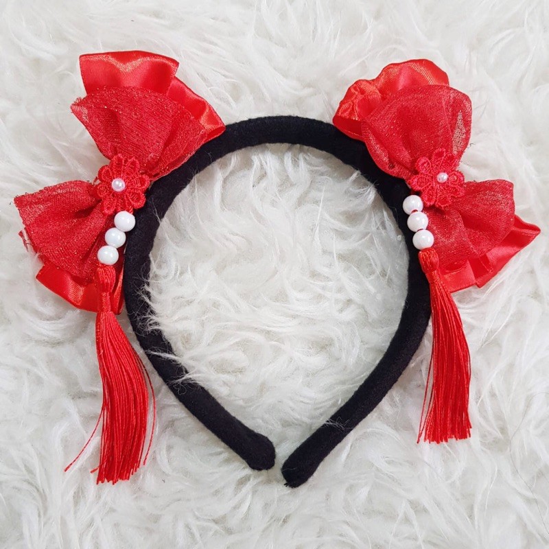 Bando Imlek Pita Jepit Tassels Merah Tassels imlek Shanghai bunga Aksesoris Imlek gong xi fa cai CNY