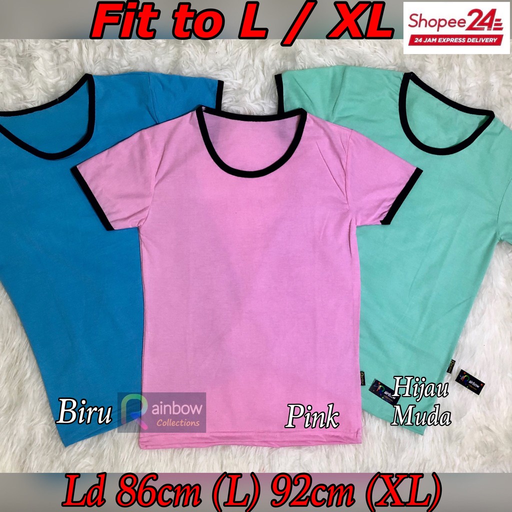 RAINBOW - KAOS RINGER TEE POLOS UKURAN BESAR FIT L / XL