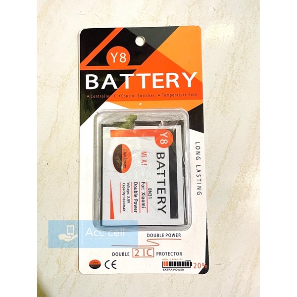 BATERAI BATTERY BATREI DOUBLE POWER Y8 MI A1