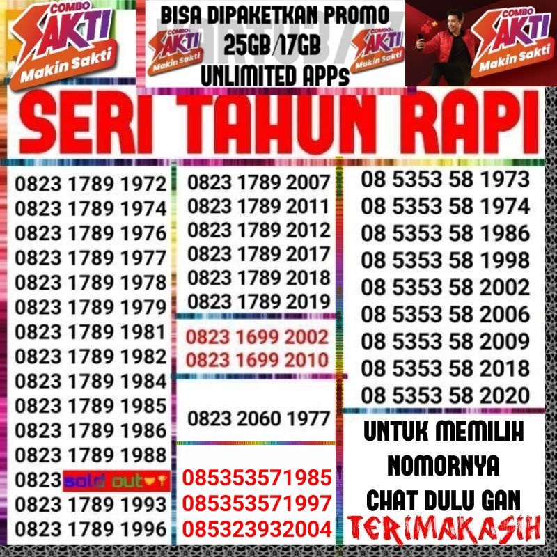 TELKOMSEL SERI TAHUN 2020 1988 1983 SAKTI COMBO RAPI