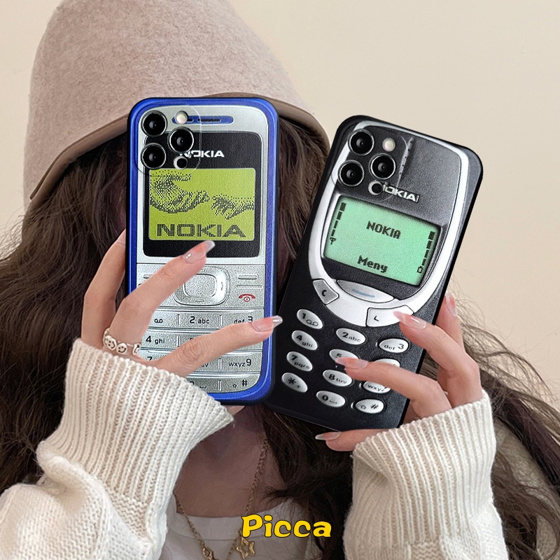 Case Retro Nokia Persegi Kreatif Xiaomi Redmi Note11 9pro 10 11Pro 10S 9 8 Note 10 Pro Max Redmi 10C 10 A1 12C 10A 9 9T 9C 9A 10 9C NFC Mi Poco M3 M4 Pro F4 X3 NFC Sarung Soft Cover Pro