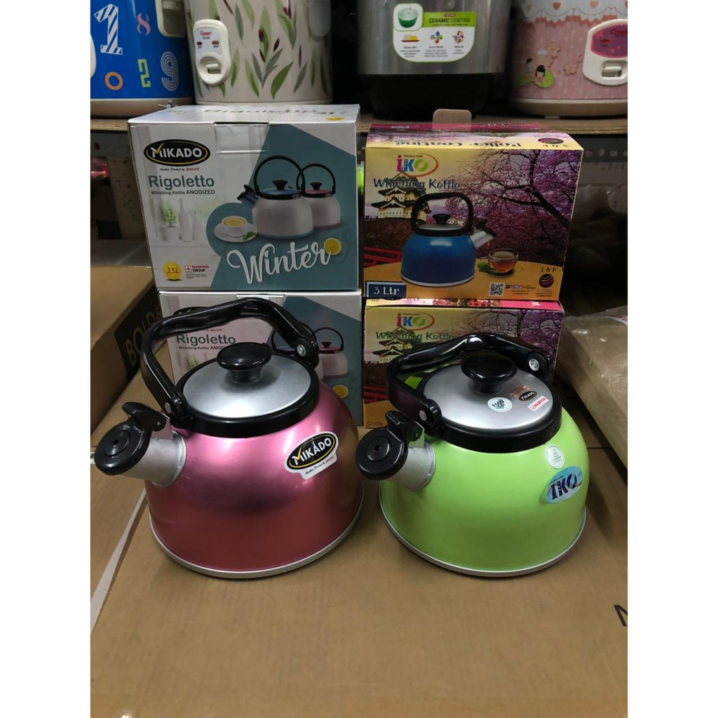 Ceret Teko siul bunyi 2.5 , 3 , 3.5 &amp; 5 liter kettle rebus air maspion rigoletto iko pastel