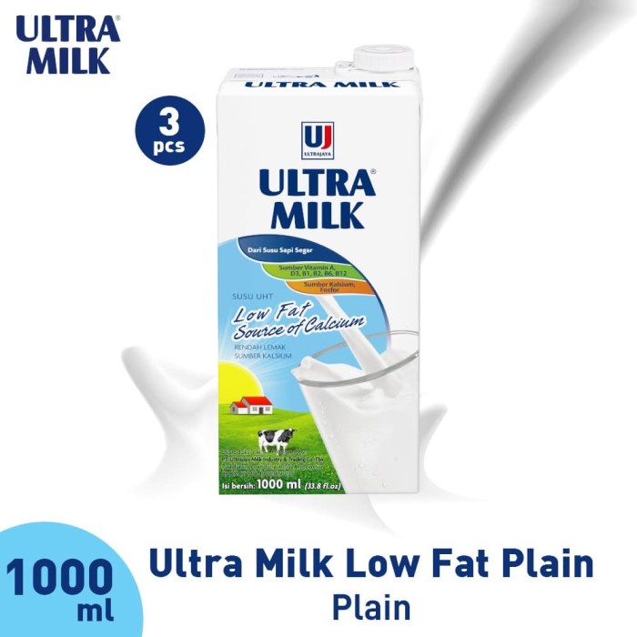 

fe20011vv Ultra Milk Susu Uht Low Fat Plain 3X1000Ml Xa201As