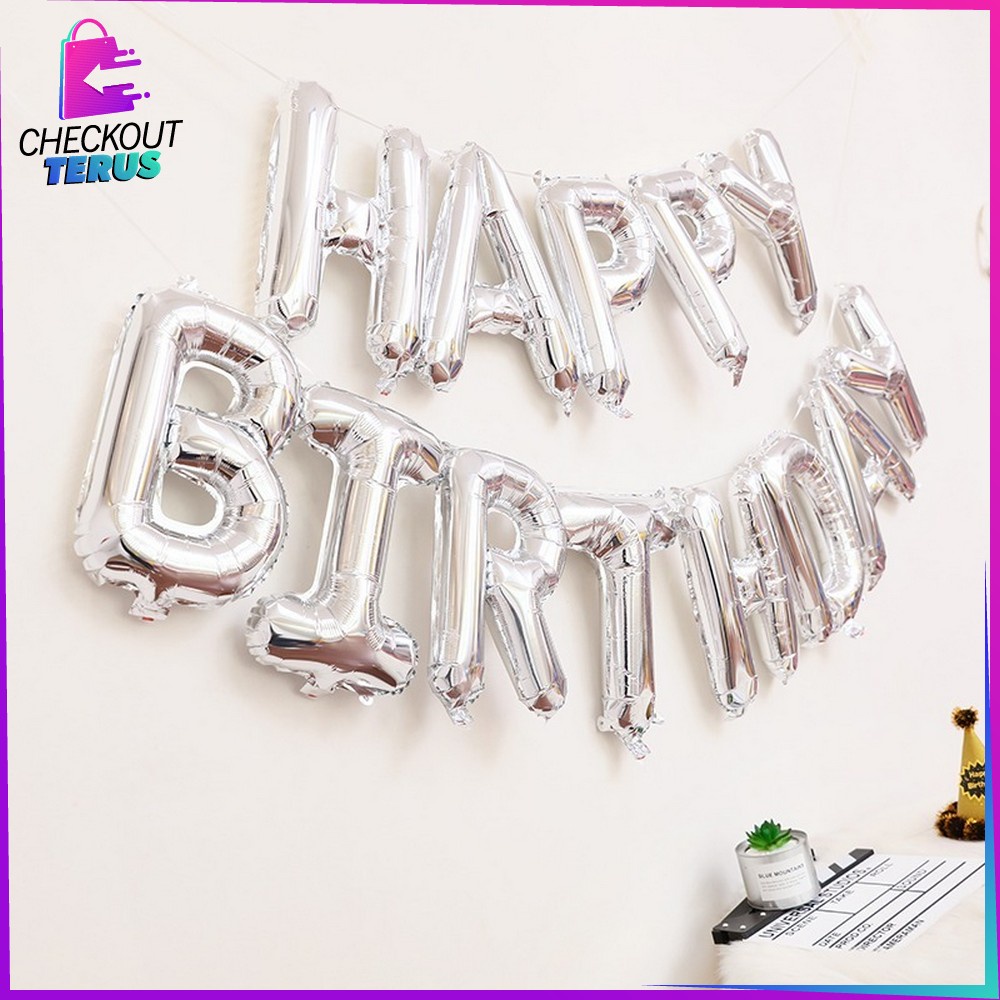 CT C390 Balon Foil Silver Abjad Alphabet Angka Polos Balon Huruf A-Z Balon Foil Angka 0-9 Balon Foil Perlengkapan Ulang Tahun Balon Pesta