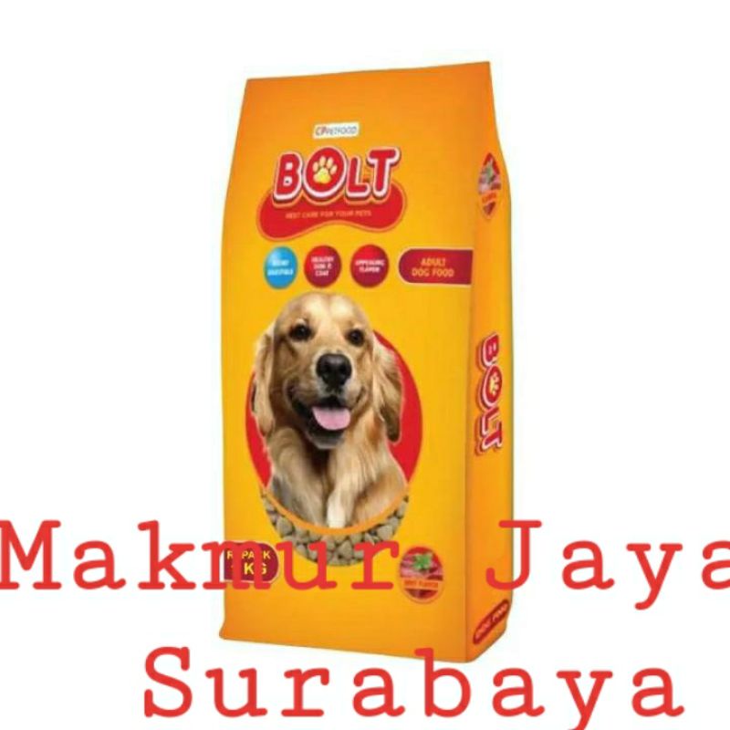 Bolt Dog 1kg (bentuk segitiga&amp;bulat) beef &amp; Lamb Pakan Anjing