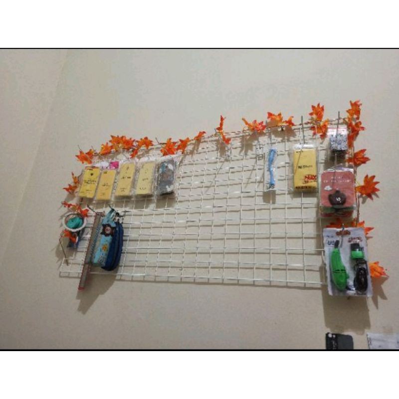 Jaring RAM Dinding/Hijang Hiasan/Wire Grid/Wall Grid 45x95 CM | Gantungan Accesories Dan Masker