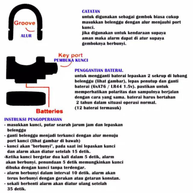 Gembok Alarm untuk Motor dan Rumah / Kunci CakramTerlaris.