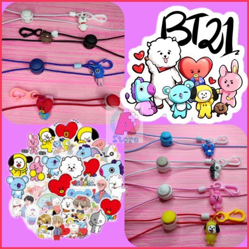 Strap Masker bts21/Gantungan Masker hijab non hijab bts 21