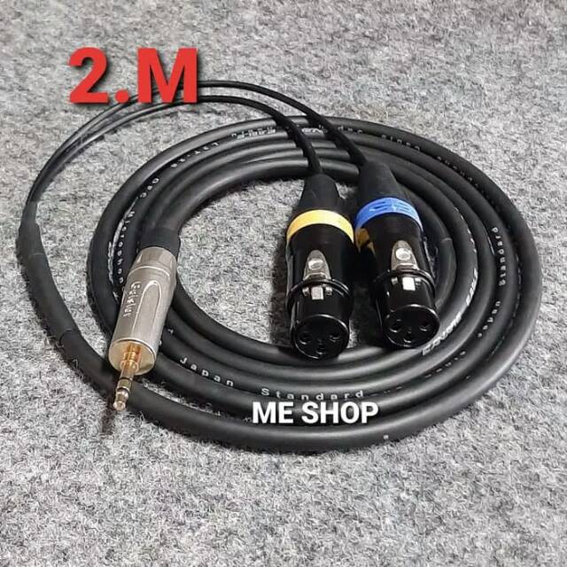 jack cabang audio 3.5mm stereo to 2 xlr canon female 3pin 2meter