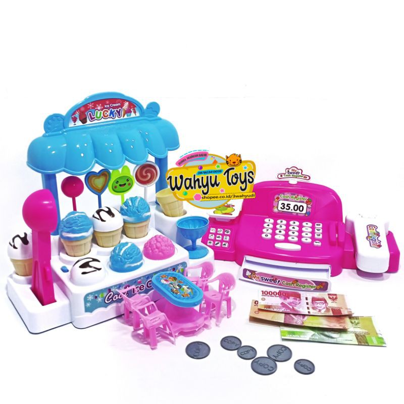 MAINAN ICE CREAM STORE + CAST REGISTER MAINAN MESIN KASIR DAN ICE CREAM