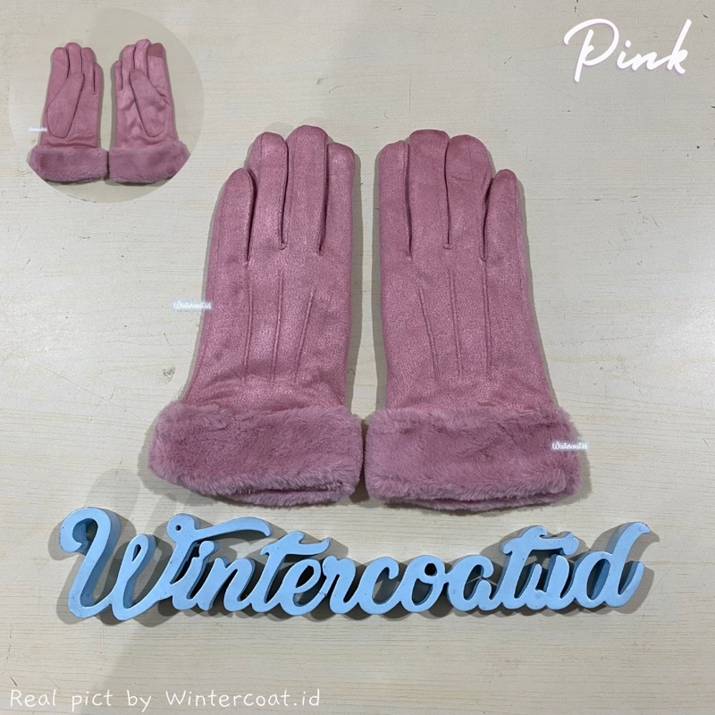 Gloves winter wanita sarung tangan musim dingin suede import hangat bulu fur fashion lara