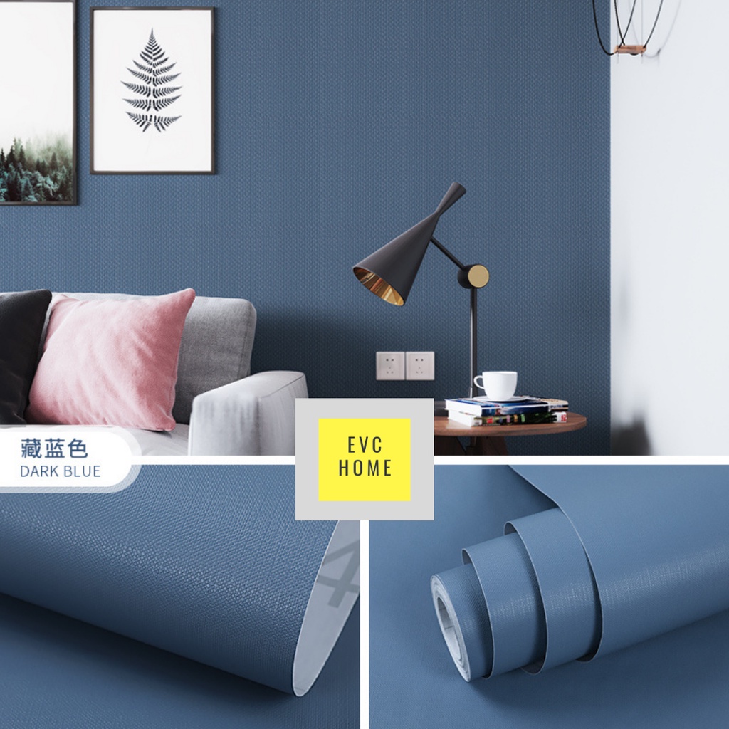 EVCHOME 45CM x 5M Wallpaper Sticker 3D Dinding KOREA PREMIUM - Wallsticker Emboss-Navy