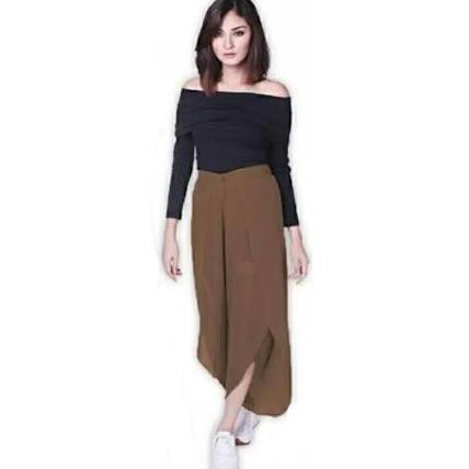 RISRUS FASHION RINA CELANA PANTS WANITA CELANA ALADIN MURAH CEWE CEWEK WARNA COKLAT SUSU Glz,.