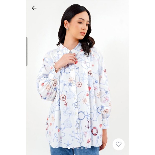 Benang Jarum Nautical Shirt with Puff Sleeve