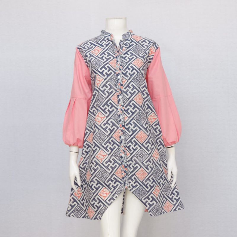 Tunik Aillen 03 Outfir Kerja | Baju Atasan Batik Wanita Motif Abstrak Modern